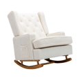 thumbnail image 4 of Rocking Chair Indoor Lounge Chair Comfortable Accent Chair,Nursery Glider Recliner Modern Rocker Glider Chair with Button Tufted High Back Cushion for Living Room Bedroom Office, White, 4 of 7