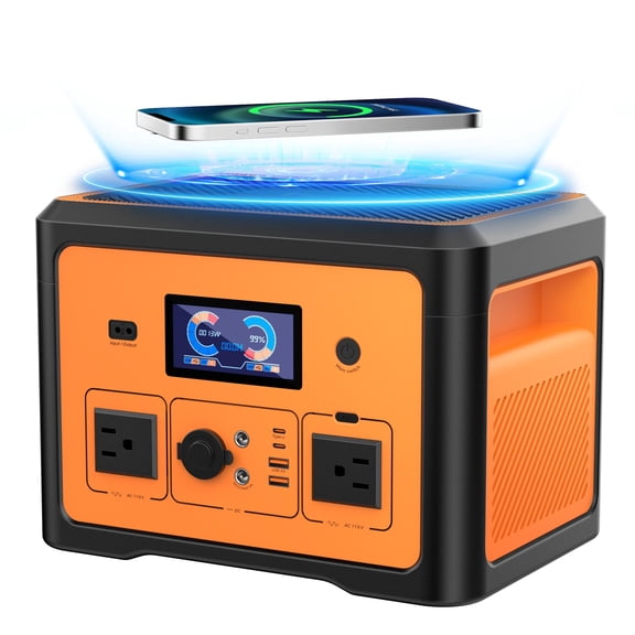 Tiexei PT01 Portable Power Station, 665.6Wh, 600W/1800W Pure Sine Wave, Bluetooth Speaker, UPS, Wireless Charger, Solar/AC/Car Charging for Home Emergency & Camping