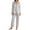 Gray, variant on Vivianyo HD Women's Satin Long Sleeve Pajama Set, Contrast Piping Button Down Shirt and Pants Sleepwear, Sizes S-2XL