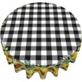 thumbnail image 5 of Sunflower Tablecloth Round 60 Inch Fabric Black White Buffalo Check Plaid Table Cloth Washable Spillproof Wrinkle Free Spring Summer Farmhouse Floral Table Cover for Indoor Outdoor Kitchen Dinning, 5 of 6