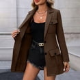 thumbnail image 5 of Qgtaibl Womens Button Down Jacket Long Sleeve Mid Length Work Trench Coat Casual Lightweight Office Outerwear with Pockets Brown M, 5 of 6