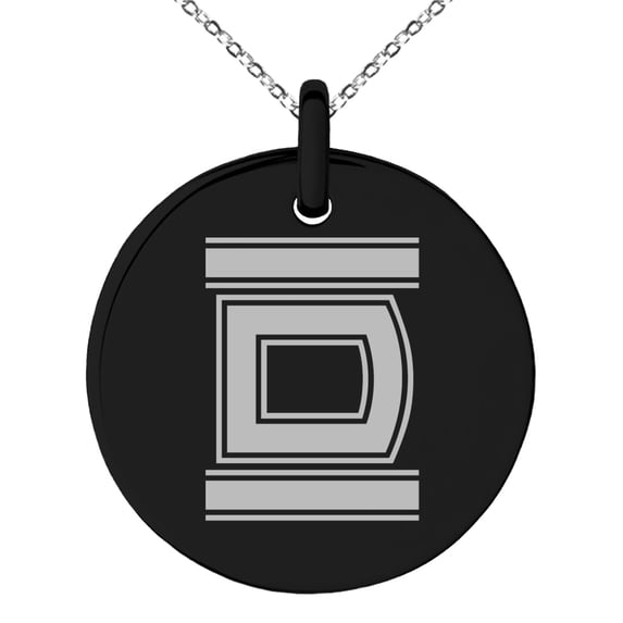 Stainless Steel Letter D Initial Empire Monogram Engraved Small Medallion Circle Charm Pendant Necklace