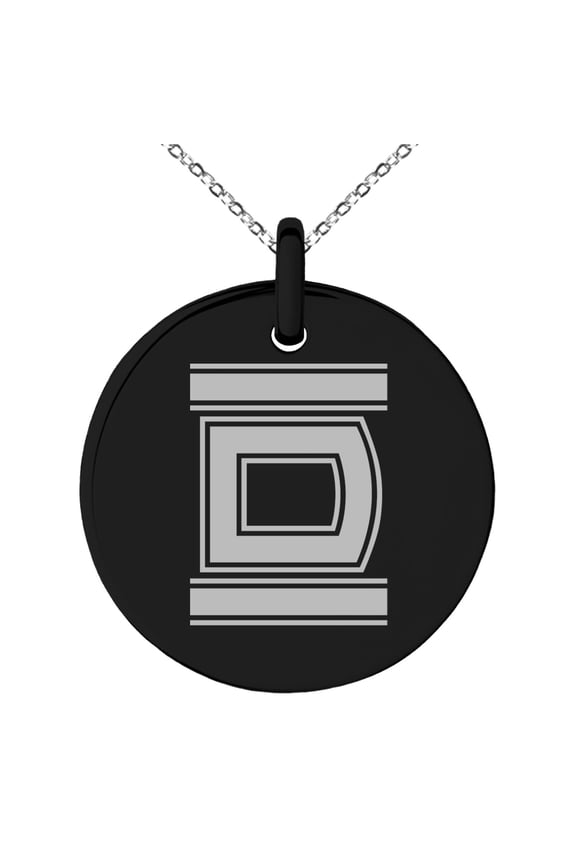 Stainless Steel Letter D Initial Empire Monogram Engraved Small Medallion Circle Charm Pendant Necklace
