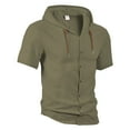 thumbnail image 4 of Rvwovn Men's Cotton Linen Hooded Shirt, Short Sleeve Lightweight Button Down Tees for Summer & Beach, 4 of 7