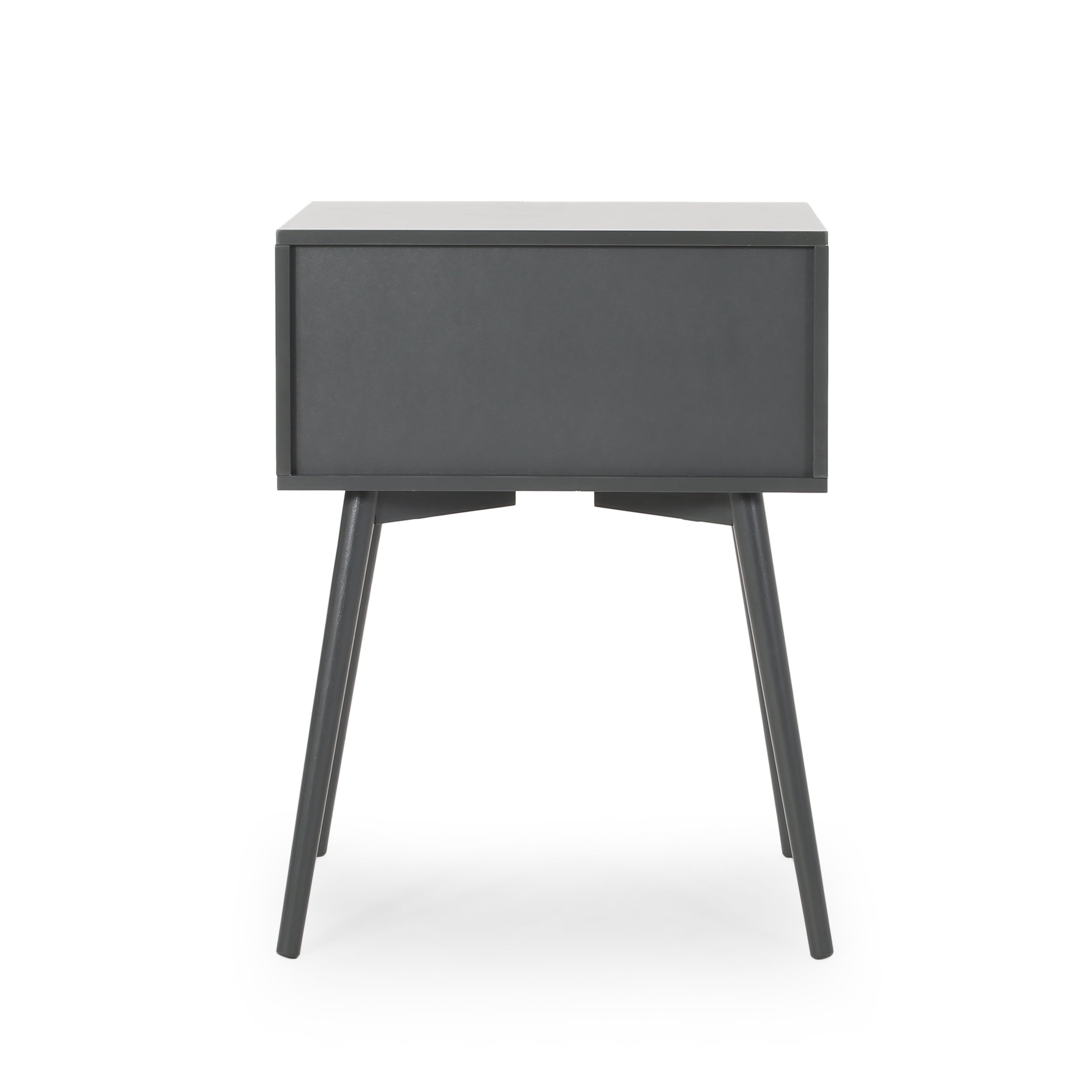 Noble House Nasia Faux Wood Mid-Century Modern Side Table, Dark Gray