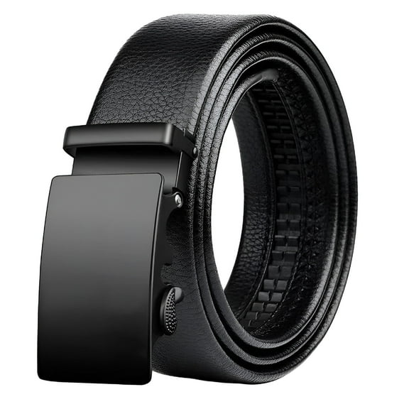 TELOLY Ratchet Belt Automatic Buckle Belt Pu Leather Adjustable Business Pants Belt Men'S Belt for Jeans Gentleman Business Suit Mens Ratchet Belts Leather