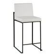 thumbnail image 2 of Fuji Contemporary High Back Counter Stool In Black Steel And White Faux Leather - Set Of 2, 2 of 7