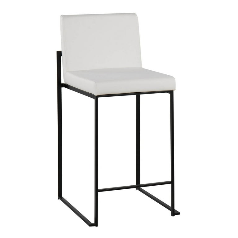 Fuji Contemporary High Back Counter Stool In Black Steel And White