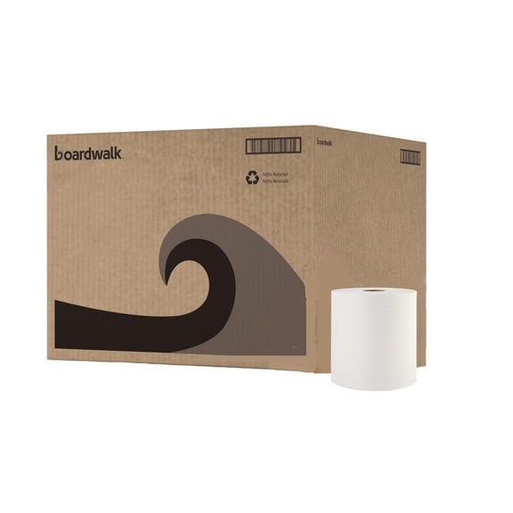 Boardwalk Hardwound White Paper Towels, 1-Ply, 800ft Rolls, Value Pack