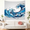 thumbnail image 3 of Boho Washable Wall Hanging Tapestry for Bedroom Office Dorm Home College Deco - Decorative Ocean Simple Lines Aesthetic Tapestry 51x59 Inches Japanese Waves Wall Hanging Tapestry, 3 of 5