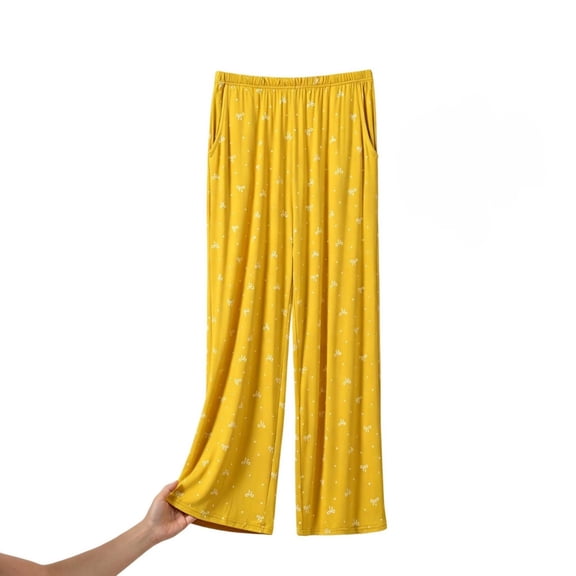 Posijego Women's Pajama Pants Straight Leg Soft Sleep Pants Bow Print Lightweight Summer Casual Lounge Pants with Pockets