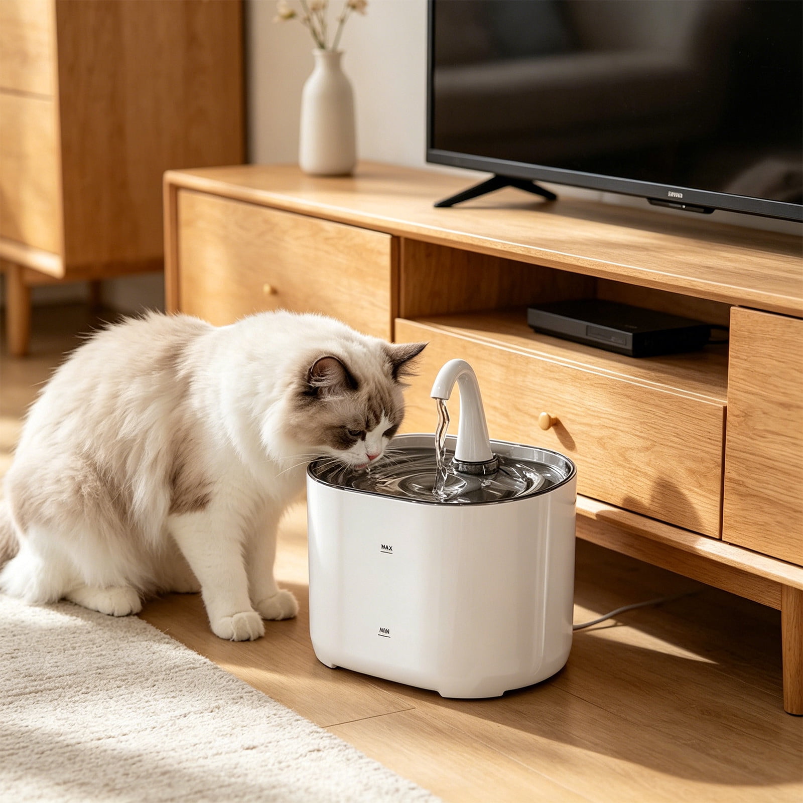 Tuvgenk USB Pet Water Dispenser Automatic Circulation Multi Layer Filtration Silent Large Capacity Flowing Water Indoor Drinking Feeder