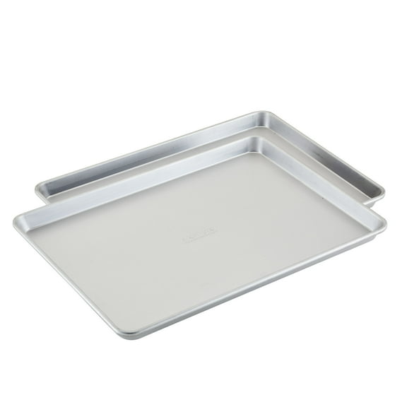 Anolon Pro-Bake Bakeware 2 Piece Aluminized Steel Half Sheet Baking Pan Set, Silver