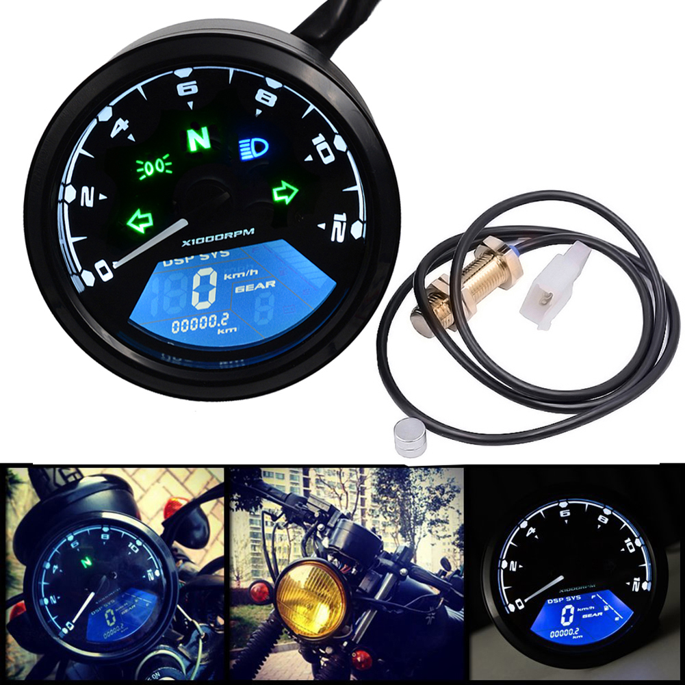 SPRING PARK LCD Digital Odometer Speedometer Gear Indicator Motorcycle