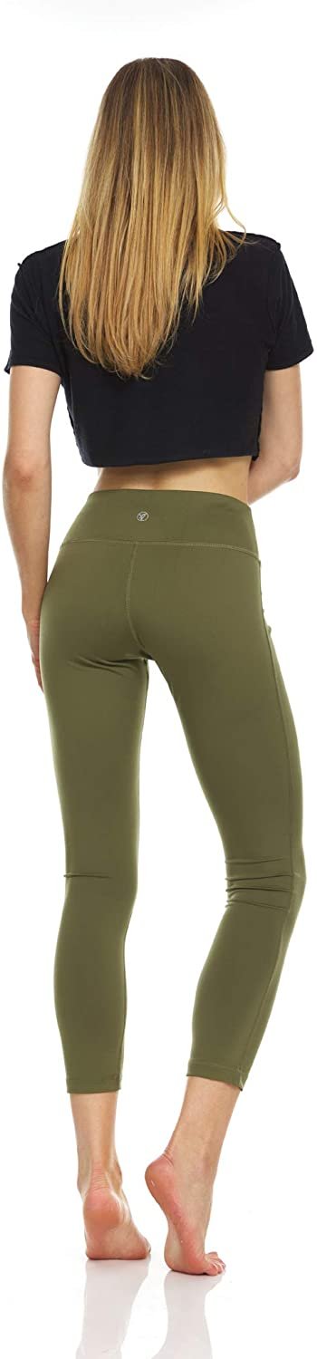 YDX juniors athleisure Cute Yoga Pants high-Rise Gym Leggings Bottoms only Solid Olive Tall Size Medium - image 2 of 5