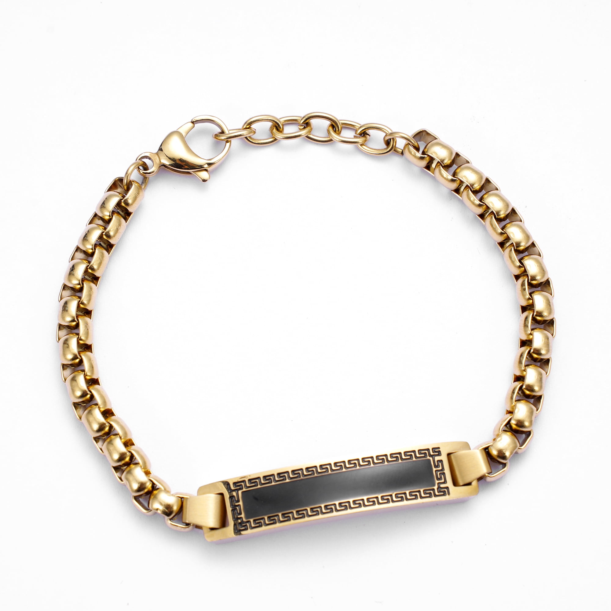 Iron Saints Men 18K Gold Plated Classic ID Bracelets for Men, Stainless Steel, Men Luxury Jewelry