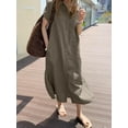 thumbnail image 3 of ZANZEA Womens Dresses Solid Color Button Up Baggy Long Maxi Dress, 3 of 3