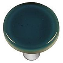 Hot Knobs HK1032-KRA Steel Blue Round Glass Cabinet Knob - Aluminum Post