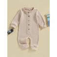 thumbnail image 2 of Gupgi Unisex Baby Rib Rompers 3M 6M 9M 12M 18M Infant Solid Color Long Sleeve Henry Jumpsuits, 2 of 8