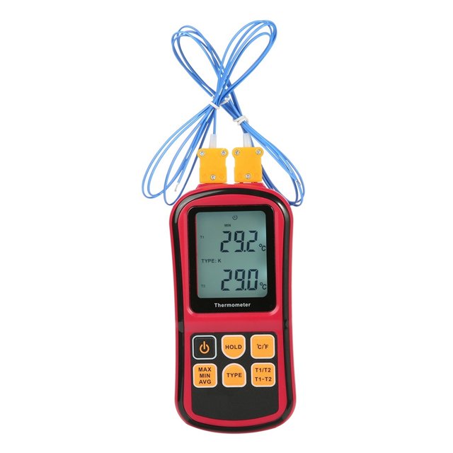 Digital Thermocouple Temperature Thermometer Dual Channel with Two Thermocouple Probe Backlight LCD ,Easy to Use