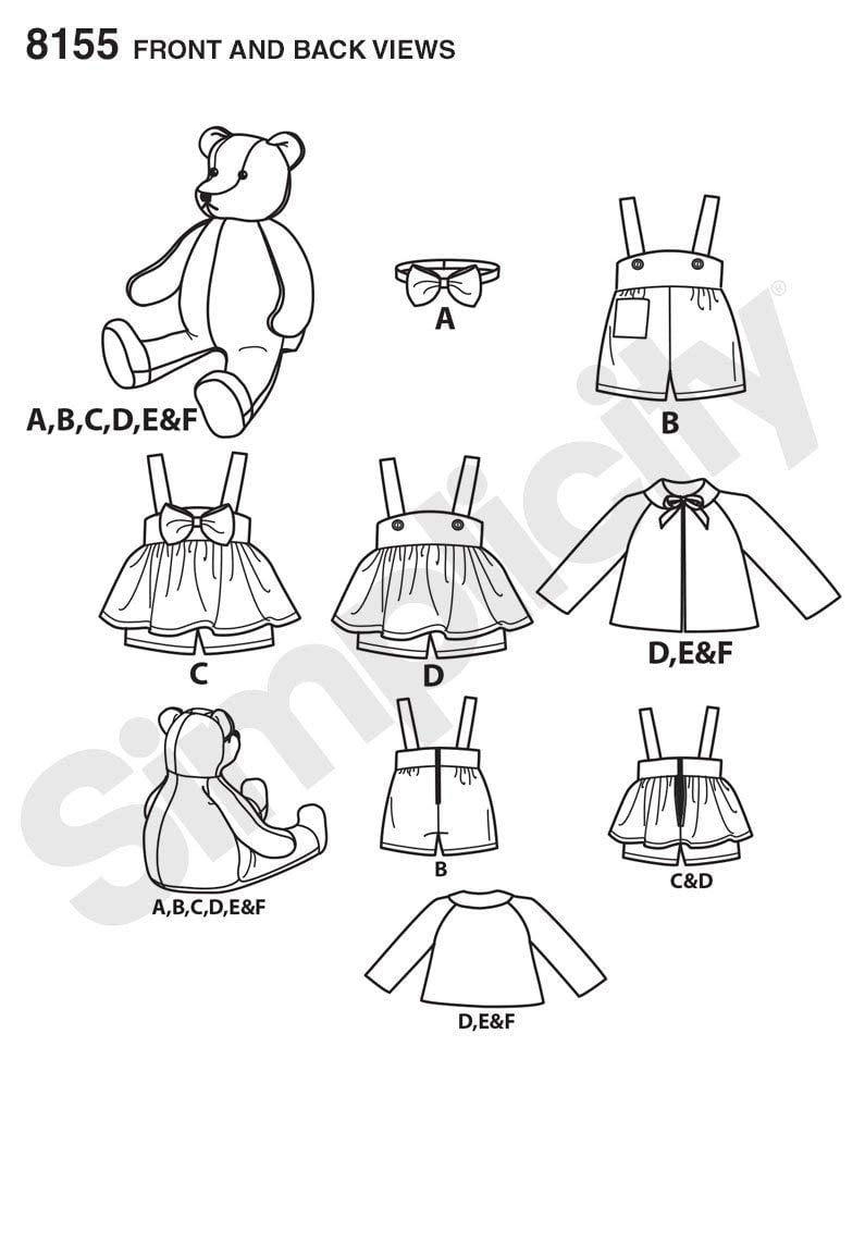 Simplicity Pattern 5554 Sewing Patterns for Dummies Doll Bassinet, pillow,  quilt, diaper bag, bunting and undies doll size small through large