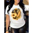 thumbnail image 1 of Chic Sunflower Heart Pattern T-Shirt for Women - Casual Crew Neck, Short Sleeve Top, Stretch Fit - Perfect for Spring & Summer, 1 of 6