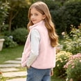 thumbnail image 6 of Girls Fleece Vest with Pockets Casual Full Zip Warm Turtleneck Kids Fall Winter Outwear Pink 5, 6 of 7