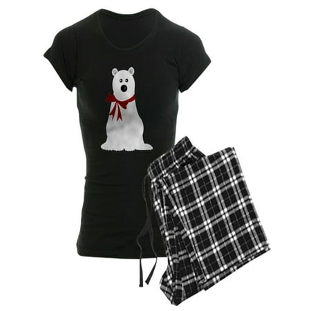 

CafePress - Cute Polar Bear With Red Bow - Women s Dark Pajamas