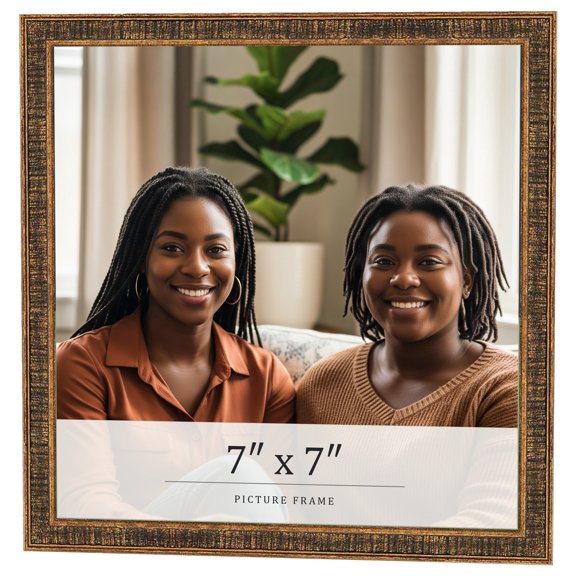 7x7 Frame Gold Kingsley Distressed Solid Wood Picture Frame Width 0.75 Inches | Interior Frame