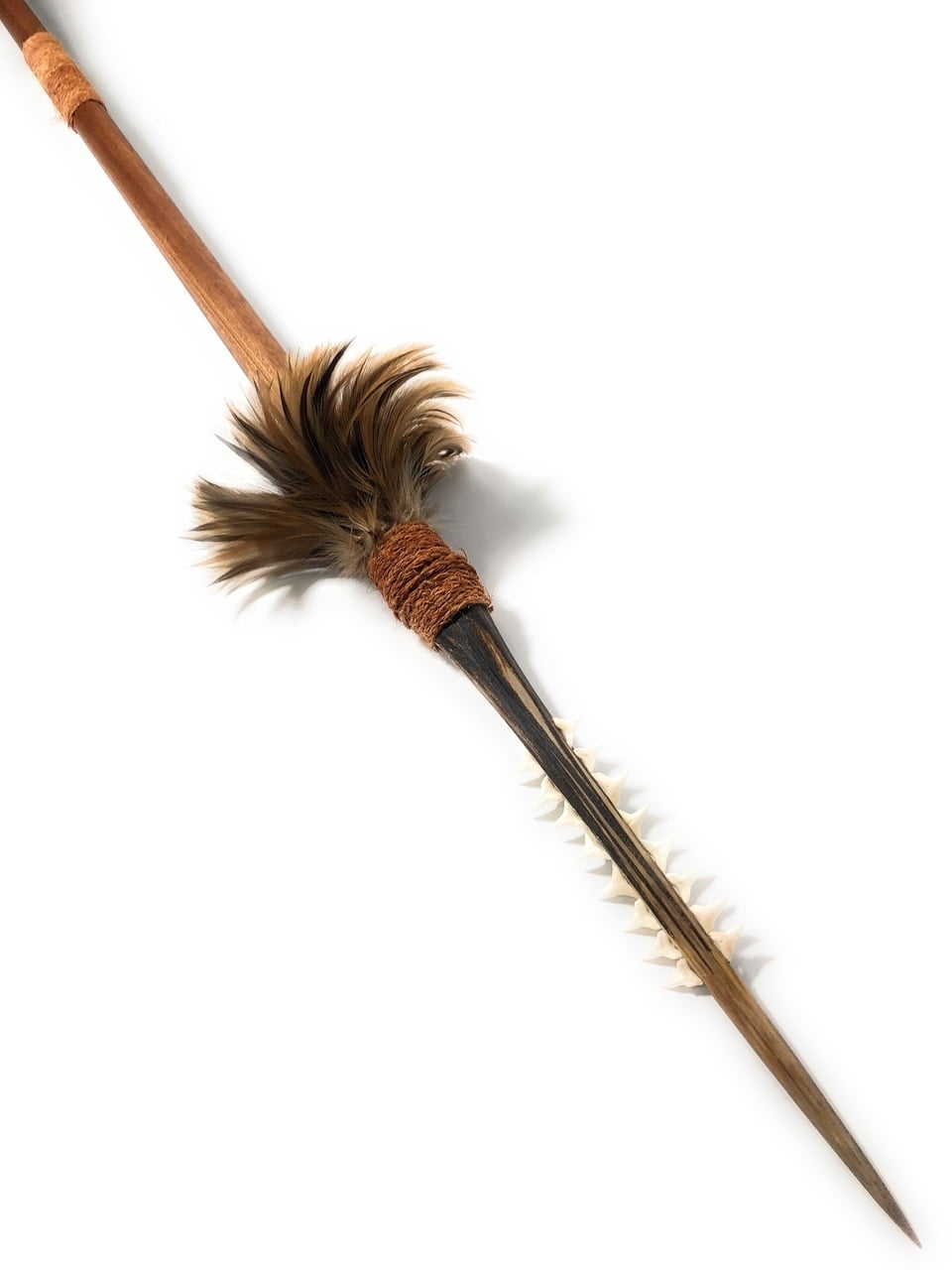 Koa Spear 75" w/ Marlin Bill & Shark Teeth Made In Hawaii koa999b