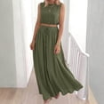 thumbnail image 3 of 2 Piece Sets for Women Summer Outfits Sleeveless Cotton Crop Top Matching Long Maxi Skirt Set with Pockets, S, 3 of 7
