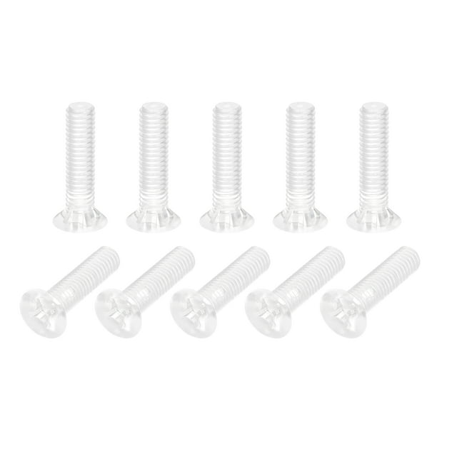 Unique Bargains M6x25mm Plastic Phillips Machine Screws, PC Flat Head Machine Bolts 10 Pack