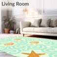 thumbnail image 2 of ODIKA 8'x10' Machine Washable Non-Slip Area Rug, Oceanic Treasures Featuring Starfish and Scallop Shell Swirls High Traffic Rug with Pad, Blue, 703111, 2 of 8