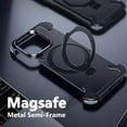 thumbnail image 4 of Magnetic Metal Semi-frame Phone Case With Ring Holder Stand For IPhone 15/15, 4 of 4