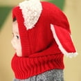 thumbnail image 4 of Gorro de punto cálido para bebé, gorro con capucha y cuello de oveja, gorros de cordero bonitos para niños pequeños, color rojo Rojo Verde MX-0128198FYD, 4 of 4