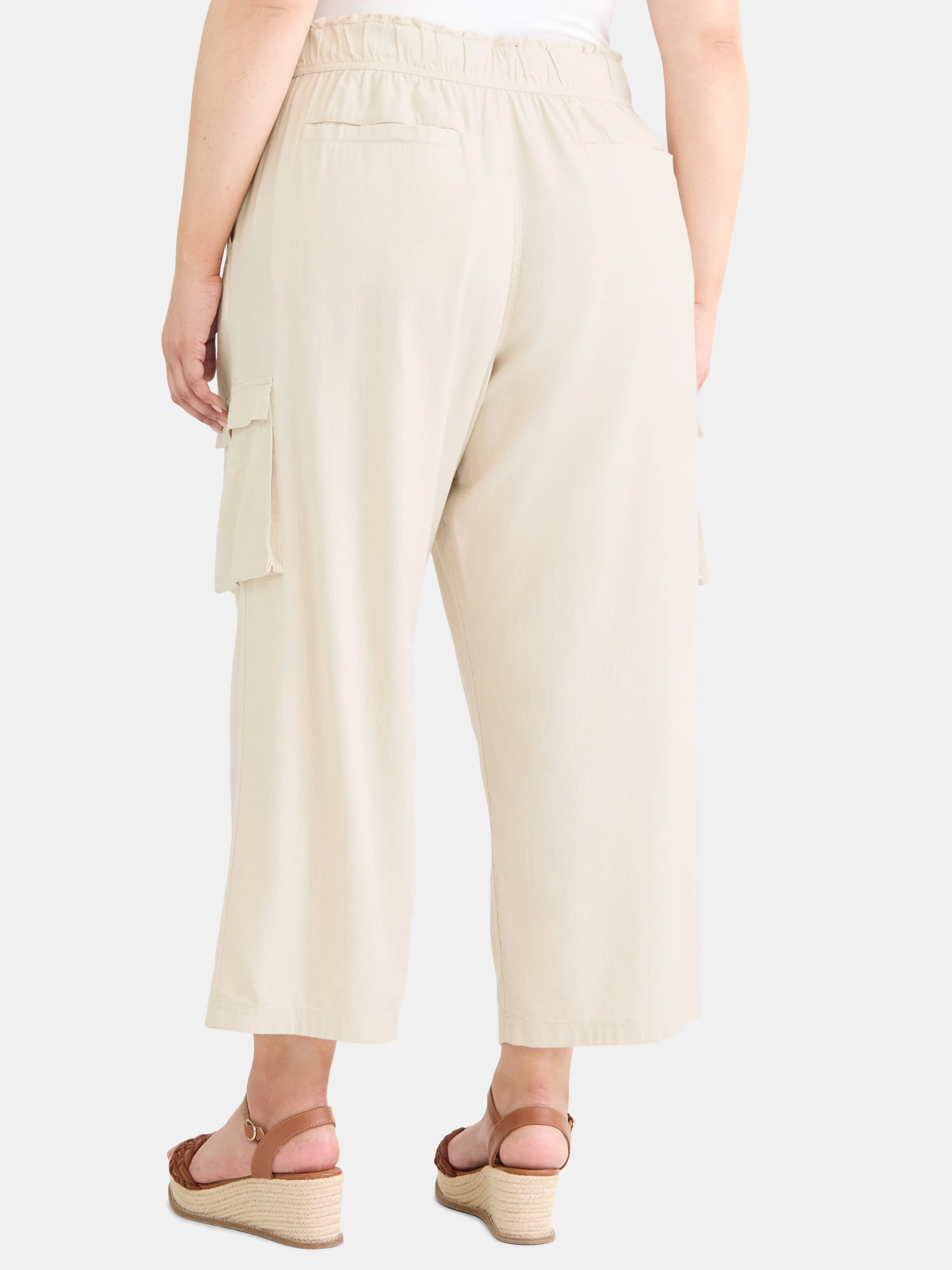Terra & Sky Women's Plus Linen Pants, 27'' Inseam, Sizes 0X-4X