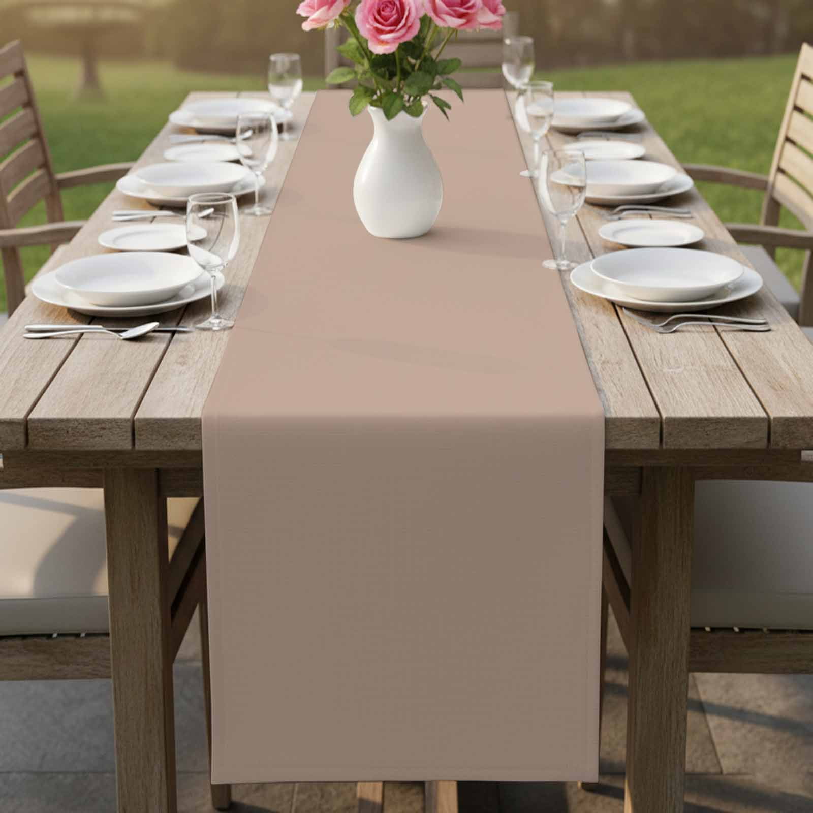 Warm Beige Table Runner, Solid Color Farmhouse Beige Washable Cotton Linen Table Runners 60 Inches Long, Dresser Scarf Runner for Coffee/TV Stands/Kitchen/Cabinets 13''x60''