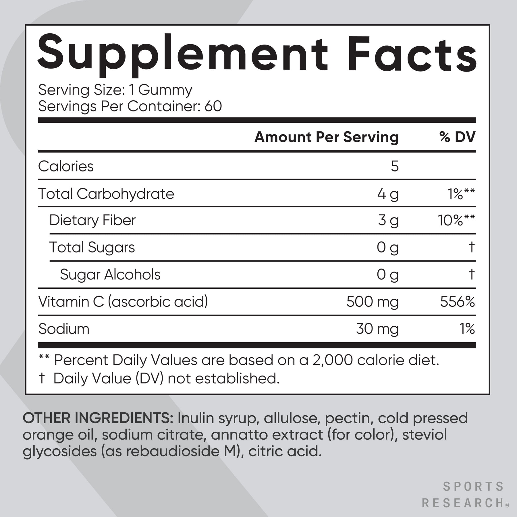 Sports Research Vitamin C, Natural Orange, 60 Gummies