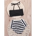 thumbnail image 2 of Little Girls Black and White Bowknot Stripe Bikini Swimsuit (90/18-24 Months), 2 of 4