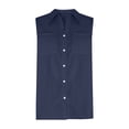 thumbnail image 4 of Olyvenn 2026 Summer Fashion Women's Collared Sleeveless Button Down Linen Vest Casual Loose Fit Pocketed Tank Tops Navy M, 4 of 9