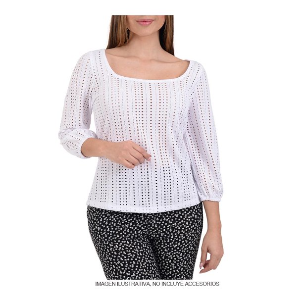 Blusa Ocean Pacific Talla CH Blanco Manga al codo