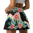 thumbnail image 4 of HELLHERO Retro Floral Rainbow Tennis Skirt, 2 Side Pockets Built-in Shorts Athletic Skort High Waisted Tennis Skirts for Vacation Pickleball, 4 of 10