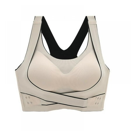 

Baywell Sports Bras for Women Front Cross Side Buckle Lounge Bra with Removable Pads for Yoga Sleep Daily Wear Beige 70ABC-95AB