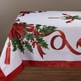 thumbnail image 5 of Kadut Christmas Ribbon Tablecloth (60 x 84 Inch) for 5 Foot Rectangle Tables, Heavy Duty Fabric, Stain Proof Xmas Ribbon Table Cloth for Harvest, Holiday, and Fall, & Christmas Dinner., 5 of 6