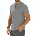 thumbnail image 4 of Gamivast Mens Shirts Casual Stylish Ribbed Knit Short Sleeve Henley Shirts Slim Fit Muscle Shirts Button Placket Solid Soft Daily Wear Fashion Tops, 4 of 6