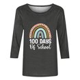 thumbnail image 4 of Lilgiuy 100 Days of School Blouses for Women,3/4 Sleeve Cute Rainbow Graphic Letter Print Tees Blouses Casual Plus Size Basic Tops Pullover Spring (Gray,XL), 4 of 4