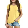 thumbnail image 2 of Girls Summer Hooded T Shirts Casual Loose Fit Round Neck Pocket Tees for Beach School Outing, 2 of 4