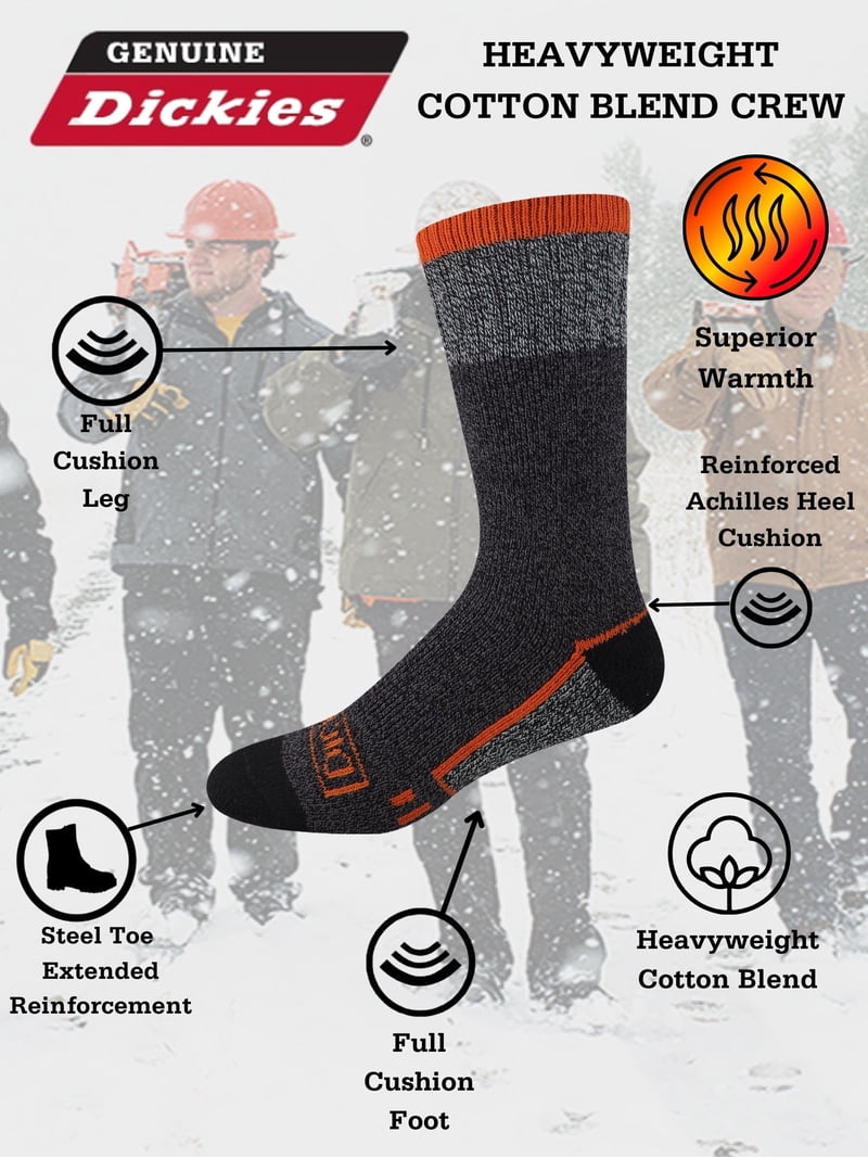 Genuine Dickies Cotton Thermal Crew, 3 Pack, Shoe Size 6-12