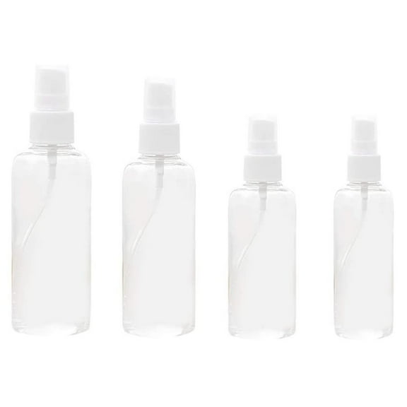 4 Pack Clear Plastic Spray Bottles 30/50/75/100ml Small Empty Refillable Travel Bottles with Fine Mist Sprayer for Beauty Haircare Cleaning Liquids Leak Proof Portable