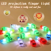 LED Finger Lights Projection Party Favors | 8 Pack Multicolor Luminous Strap-On Mini Flashlights | 12 Hour Battery Life | Rubber Straps for Secure Fit | Great for Events, Camping, Night Activities